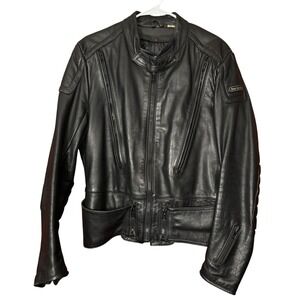 Hein Gericke Echt Leder VTG Black Leather Motorcycle Jacket 44 Lined Vented Pads
